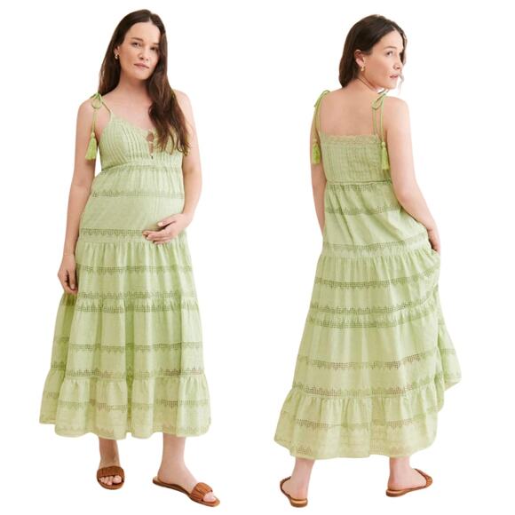Emilia George Grace Maternity Midi Dress Medium Green - Picture 1 of 11